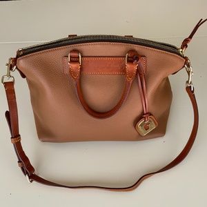 Dooney & Bourke Pebble Embossed Leather Tote Caramel Crossbody Handbag